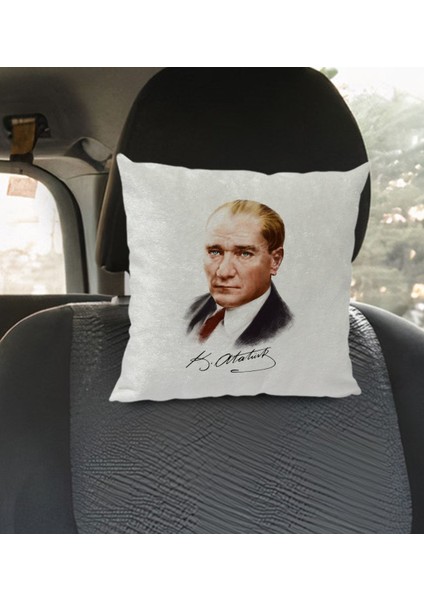 Gift Atatürk Temalı Kare Araç Koltuk Yastığı-12 modelleri