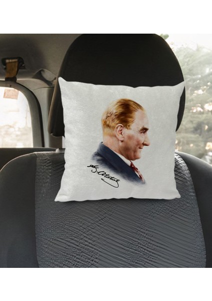 Gift Atatürk Temalı Kare Araç Koltuk Yastığı-11 modelleri