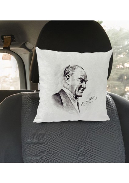 Gift Atatürk Temalı Kare Araç Koltuk Yastığı-10 modelleri