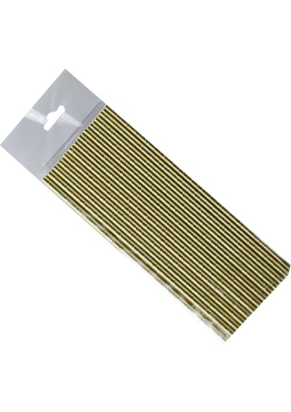 Metalik Renkli Kağıt Pipet - 25 Adet Gold