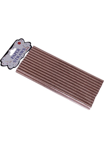 Metalik Renkli Kağıt Pipet - 25 Adet Rose