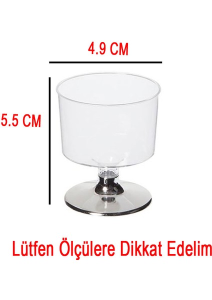 Ayaklı Shot Bardağı Küçük Plastik Kadeh 50 ml - 6 Adet Altın
