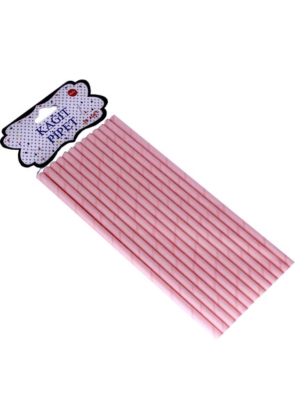 Düz Kağıt Pipet - 25 Adet Pembe