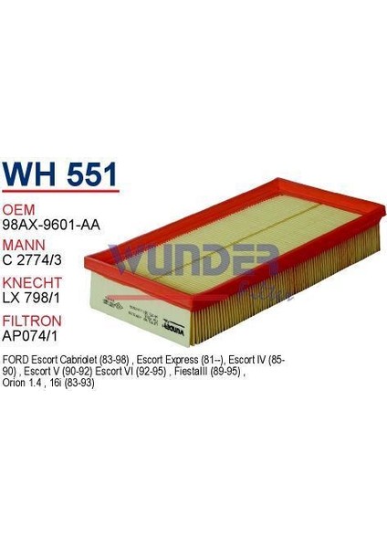 Ford Focus 1.4 16V,1.8 16V - Fiesta - Connect Hava Filtresi