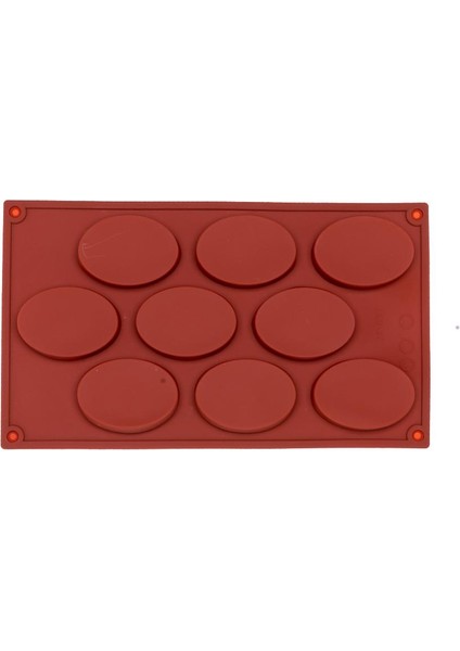 Oval Silikon Kalıp Çikolata Sabun Kokulu Taş Mum Epoksi Kalıbı 9 Delikli