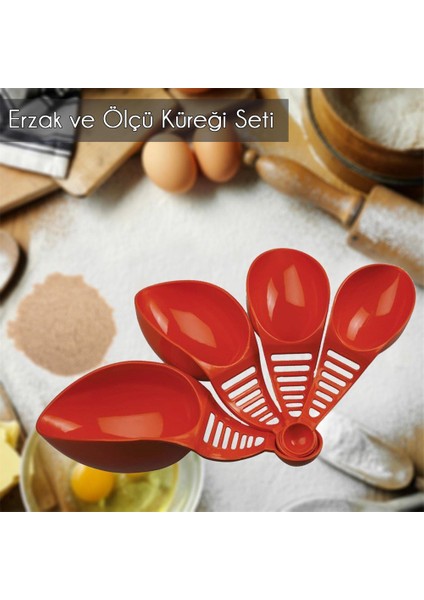 Ölçü Küreği Bulgur Pirinç Mercimek Çay Şeker Baharat Küreği Erzak Ölçü Kürekleri 4 Farklı Boy