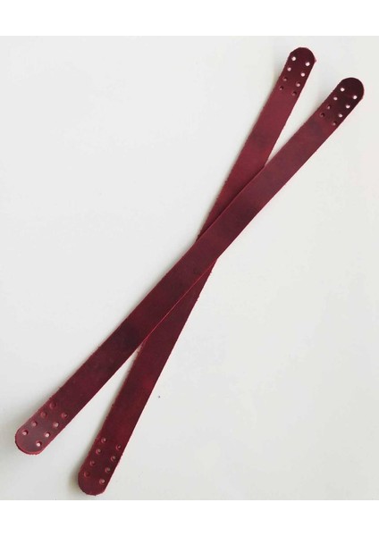 35X2 cm Gerçek Deri Çift Sap Crazy Oil Kırmızı