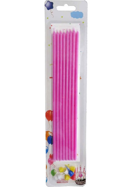 Doğum Günü Pasta Mumu Pastel 20 cm - 8 Adet Pembe