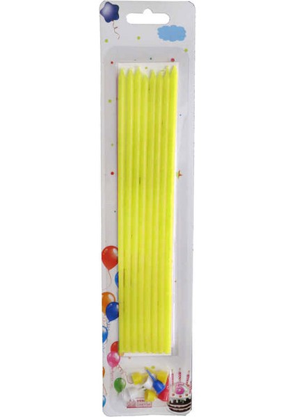 Doğum Günü Pasta Mumu Pastel 20 cm - 8 Adet Sarı