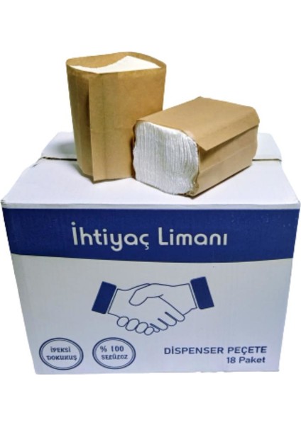 İhtiyaç Limanı Dispenser Peçete Ekonomik Masaüstü Peçetesi 18 Paket 1 Koli