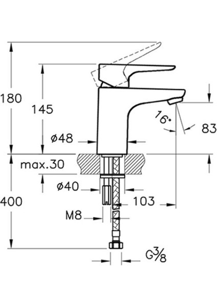 X-Line Lavabo Bataryası Krom