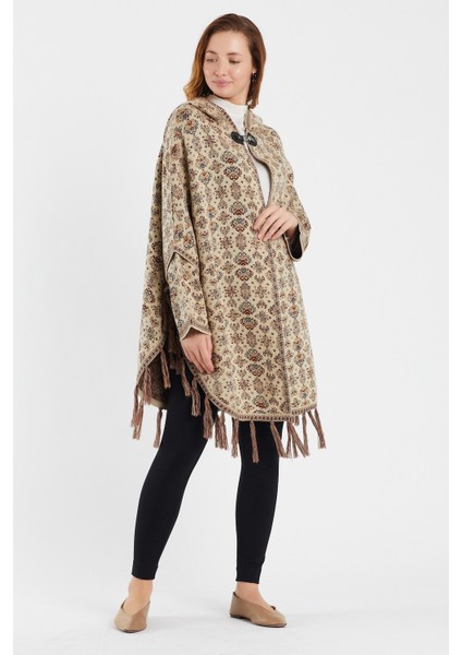 Çiçek Desenli Kilim Panço / Taş