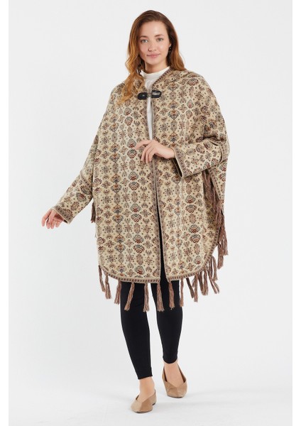 Çiçek Desenli Kilim Panço / Taş