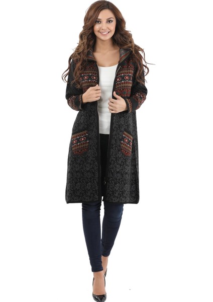 Kapşonlu Hırka / Siyah