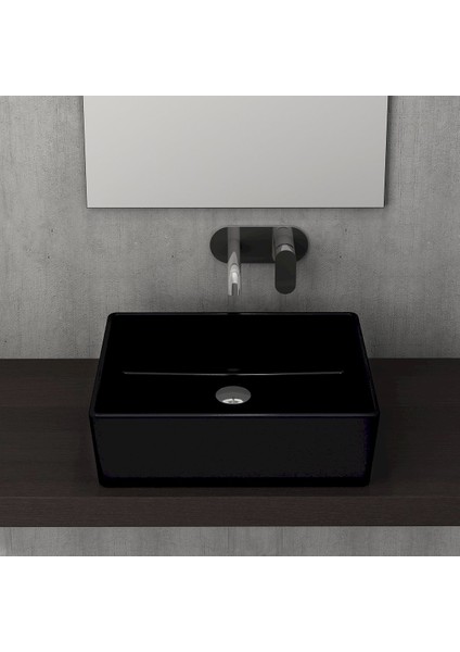 Mılano Çanak Lavabo 50 cm Parlak Siyah