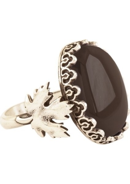 Çınar Yaprağı Model Oniks Taşlı El Işi Gümüş Yüzük fiyatları