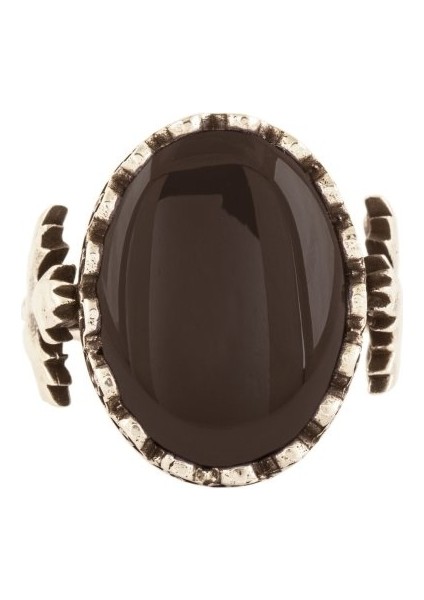 Çınar Yaprağı Model Oniks Taşlı El Işi Gümüş Yüzük modelleri