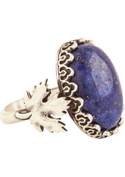 Çınar Yaprağı Model Lapis Lazuli Taşlı El Işi Gümüş Yüzük fiyatları