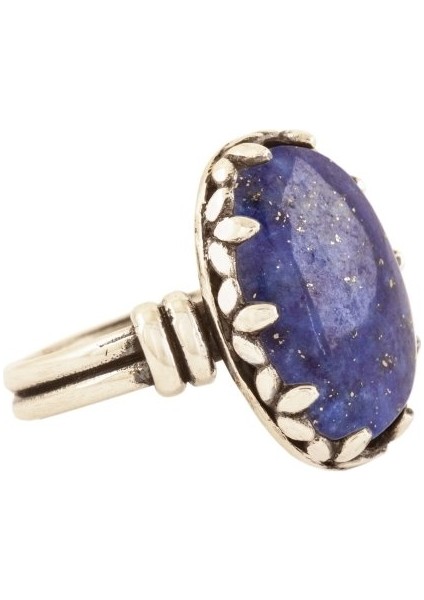 Çift Kol Model Lapis Lazuli Taşlı El Işi Gümüş Yüzük
