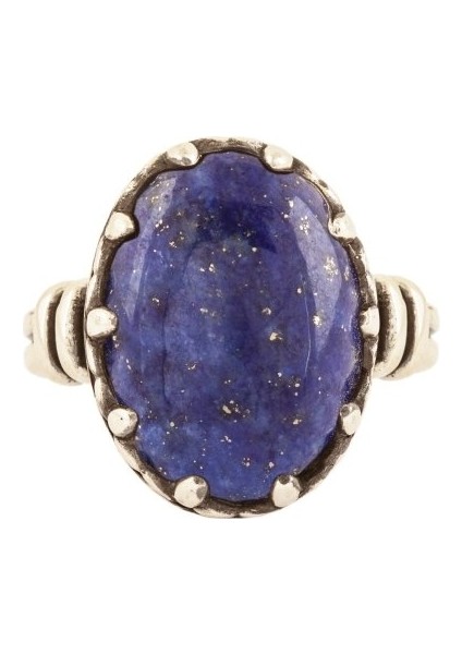 Çift Kol Model Lapis Lazuli Taşlı El Işi Gümüş Yüzük