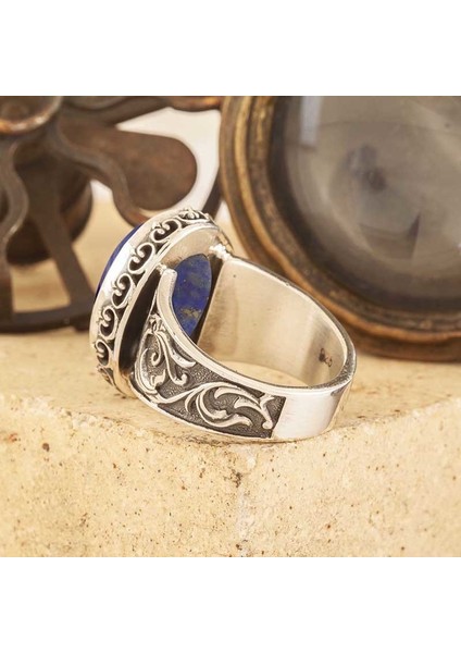 Lapis Lazuli Taşlı El Işi Gümüş Yüzük modelleri
