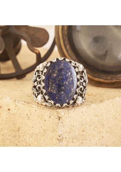 Lapis Lazuli Taşlı El Işi Gümüş Yüzük fiyatları