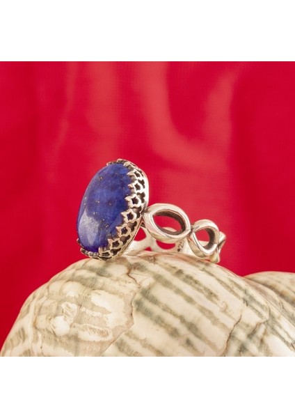 Sonsuzluk Model Lapis Lazuli Taşlı El Işi Gümüş Yüzük