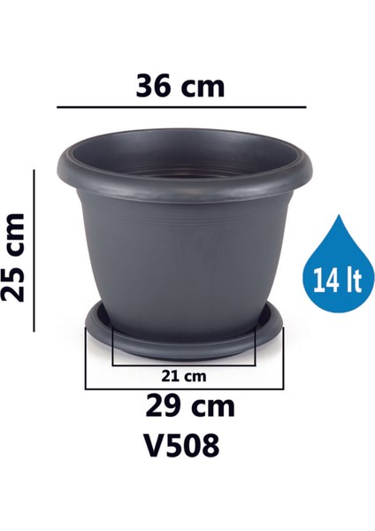 Villa Saksı 14 Litre Antrasit Renk