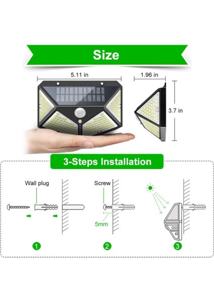 100 Led Güneş Işığı Hareket Sensörlü Dış Mekan Solar Lamba Solar Led Işık Su Geçirmez Güneş Işığı Bahçe Dekorasyonu Için Güçlendirilmiş