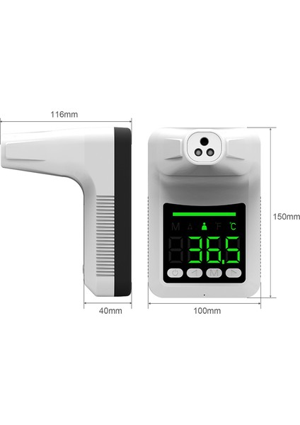 Temassız Dijital Alın Termometresi Duvara Monte Kızılötesi (Yurt Dışından)