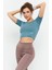 Mint Yeşili Kısa Kollu Dar Kalıp O Yaka Kadın Crop Top T-Shirt - 97149 3