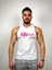 Beyaz Erkek Regular Fit -Pink Iron Addict- Baskılı Kapüşonlu Kolsuz Sporcu Hoodie 1