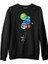 Lordd T-Shirt Gezegenler - Astronot Siyah Erkek Kalın Sweatshirt 1