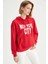 Slogan Baskılı Kapüşonlu Relax Fit İçi Yumuşak Tüylü Sweatshirt V6682AZ21AU 4