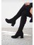 Ilgipark Siyah Süet Streç Diz Üstü Ökçeli Uzun Çizme Kadın Bot 2