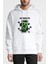 Mine Craft Baskılı Beyaz Erkek Örme Kapşonlu Sweatshirt Uzun Kol 1