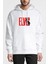 Elvis Presley The Legend Metal Rock Baskılı Beyaz Erkek Örme Kapşonlu Sweatshirt Uzun Kol 1