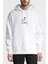 Road Runner Beep Beep Baskılı Beyaz Erkek Örme Kapşonlu Sweatshirt Uzun Kol 1