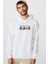 One Punch Man Baskılı Beyaz Erkek Örme Kapşonlu Sweatshirt Uzun Kol 1