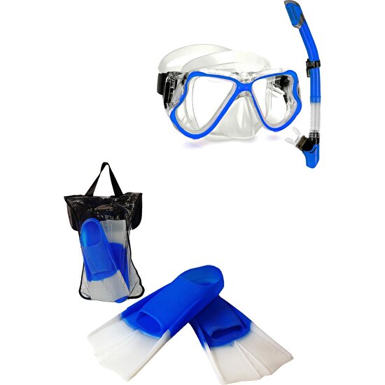 Avessa Premium Çocuk Dalış Seti Şnorkel Set Mavi & Palet Mavi (30-32)