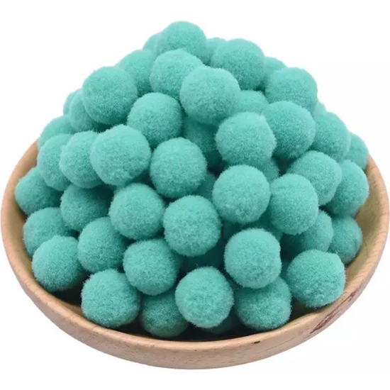 Yumuşak Keçe Peluş Ponpon 2 cm Çap 100'lü Mint