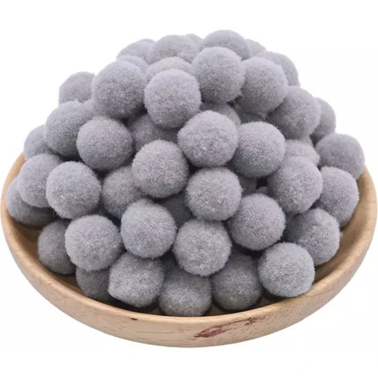 Yumuşak Keçe Peluş Ponpon 2 cm Çap 100'lü Gri