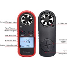 Wintact WT816 Anemometre Rüzgar Ölçer Hava Hız Ölçer Sıcaklık Ölçer