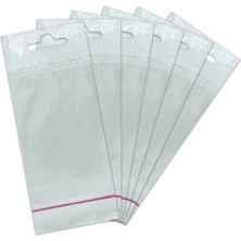 Paketleme Tezgahı - 6X15 cm Iç Sedefli Askılı Bantlı Opp (Parlak-Içi Beyaz) Jelatin 1000 Adet
