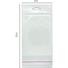 Paketleme Tezgahı - 9X20 cm Iç Sedefli Askılı Bantlı Opp (Parlak-Içi Beyaz) Jelatin 1000 Adet