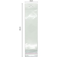 Paketleme Tezgahı - 8X35 cm Iç Sedefli Askılı Bantlı Opp (Parlak-Içi Beyaz) Jelatin 1000 Adet