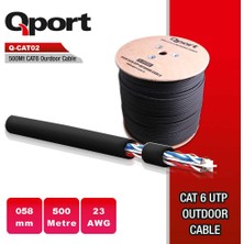 Qport Q-CAT02 500MT Utp Cat6 Outdoor Network Kablo Siyah 23AWG 0.58MM