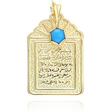 Prenses Pırlanta Kadın 14 Ayar Altın  Maşallah'lı Mavi Taşlı Kolye Ucu