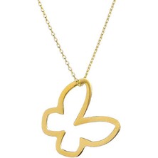 Prenses Pırlanta Kadın 14 Ayar Altın Kelebek Kolye