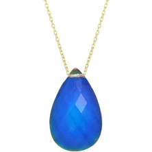 Prenses Pırlanta Kadın 9 Renk Degiştiren 14 Ayar Altın  His Taşlı Kolye